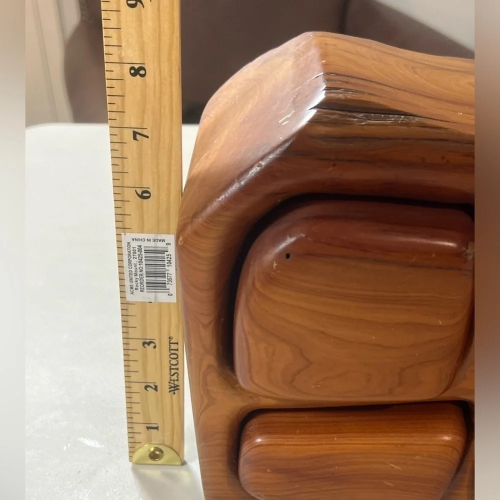 Jeff Trag Carved Knotty Wood Handmade 4 Drawer Jewelry Box Vintage Hand Carved